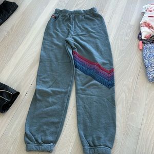 Aviator Nation Kids Sweatpants in Gray with Multicolor Stripes